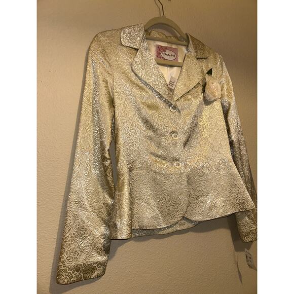 Wendy Hil Champagne  Baroque Mother of Bride Floral Wedding Event Blazer Jacket - Picture 4 of 13